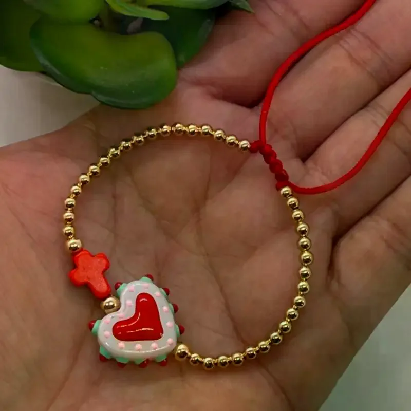 سوار نسائي بوهيمي مطرز بالخرز، سلسلة ملونة على شكل قلب ونجمة قابلة للتعديل مثالية للارتداء اليومي والعطلات وهدية العطلات #4