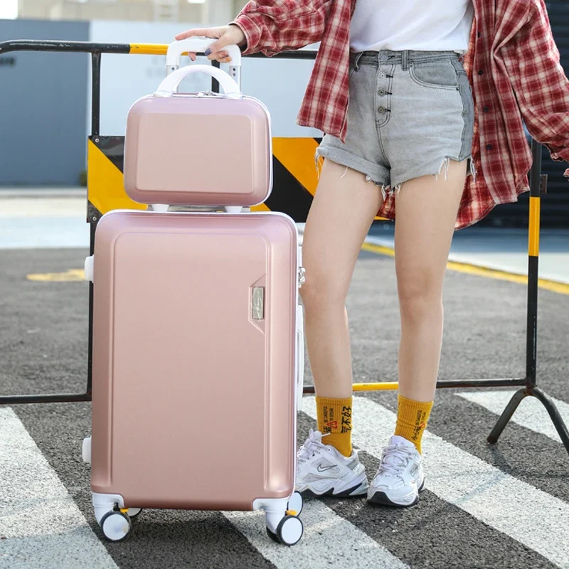 Valise d'Embarquement à Roulettes ABS + PC, Valise à Roulettes, Sac à Main pour Dames