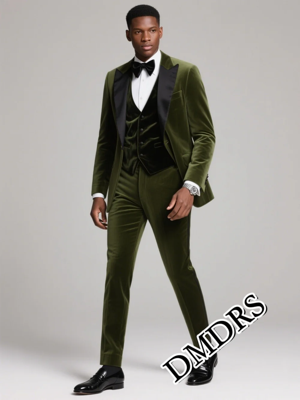 

DMDRS Timeless Velvet Men's Suit Set For Wedding Sharp Single-Breasted Formal Business 3PCS Men's Suit Set (Jacket, Vest, Pants)