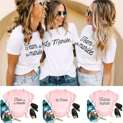 Team Bride Print La Mariee French Femme Wedding T-Shirt addio al nubilato T Shirt damigella d'onore Harajuku vestiti estetica Tee To