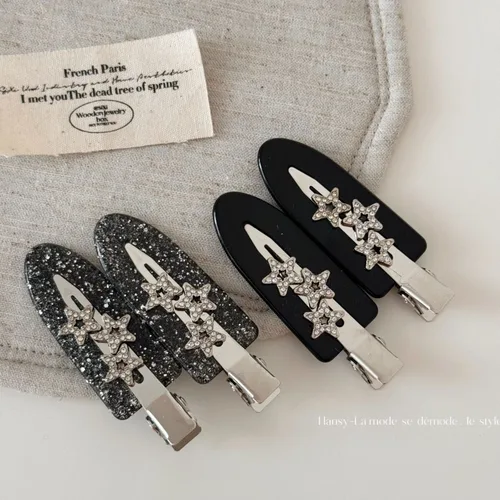 Imagen 1 del producto Pasadores de estrella de diamante Flash, clip para el cabello sin costuras, flequillo de moda retro, horquilla, accesorios para el cabello, maquillaje de ácido acético
