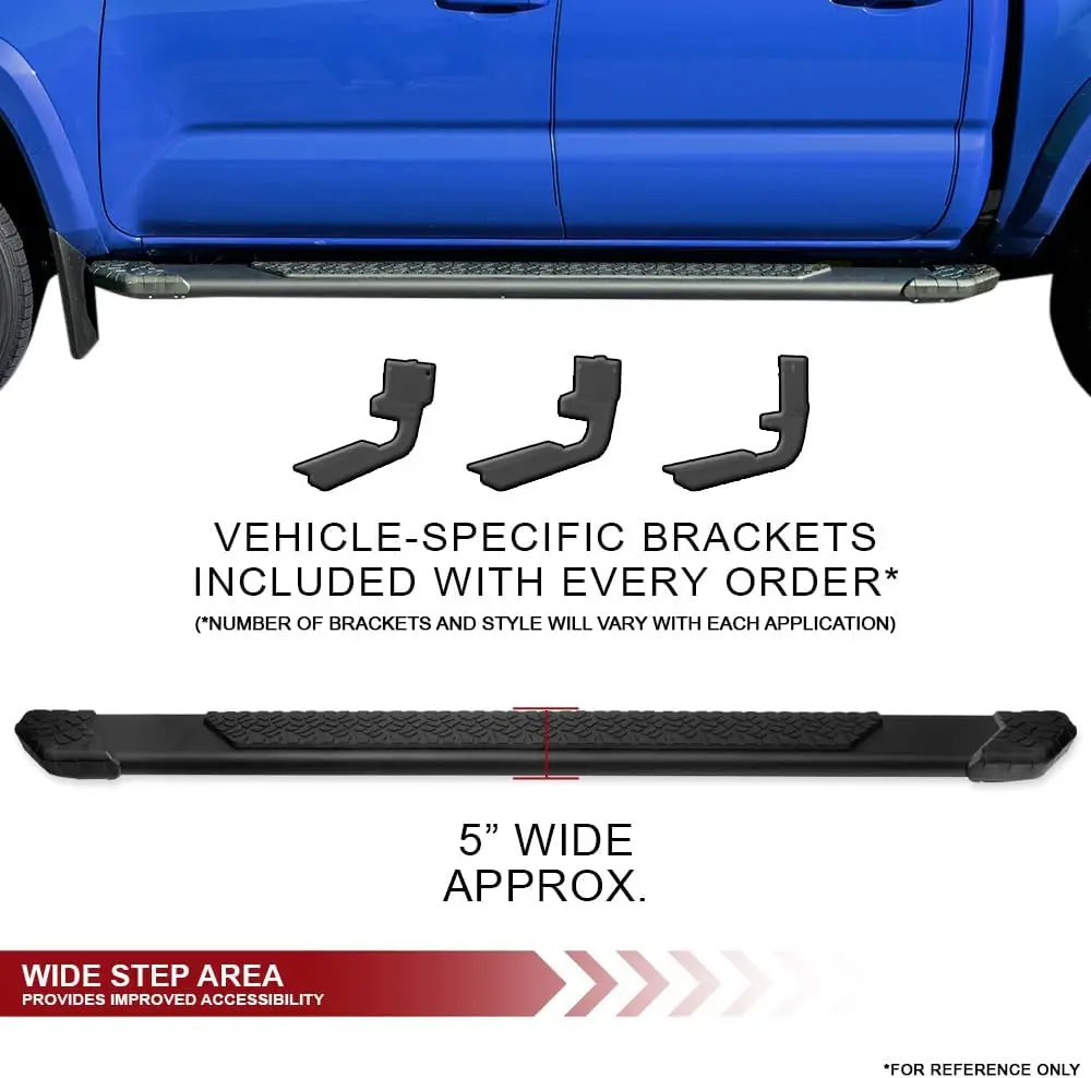 لوحات تشغيل على طراز TI مقاس 5 بوصات | متوافق مع كابينة Toyota Tacoma Access (موسعة) لعام 2005-2023 | 8735817 | أسود مطفي | قضبان نيرف ذات الخطوات الجانبية
