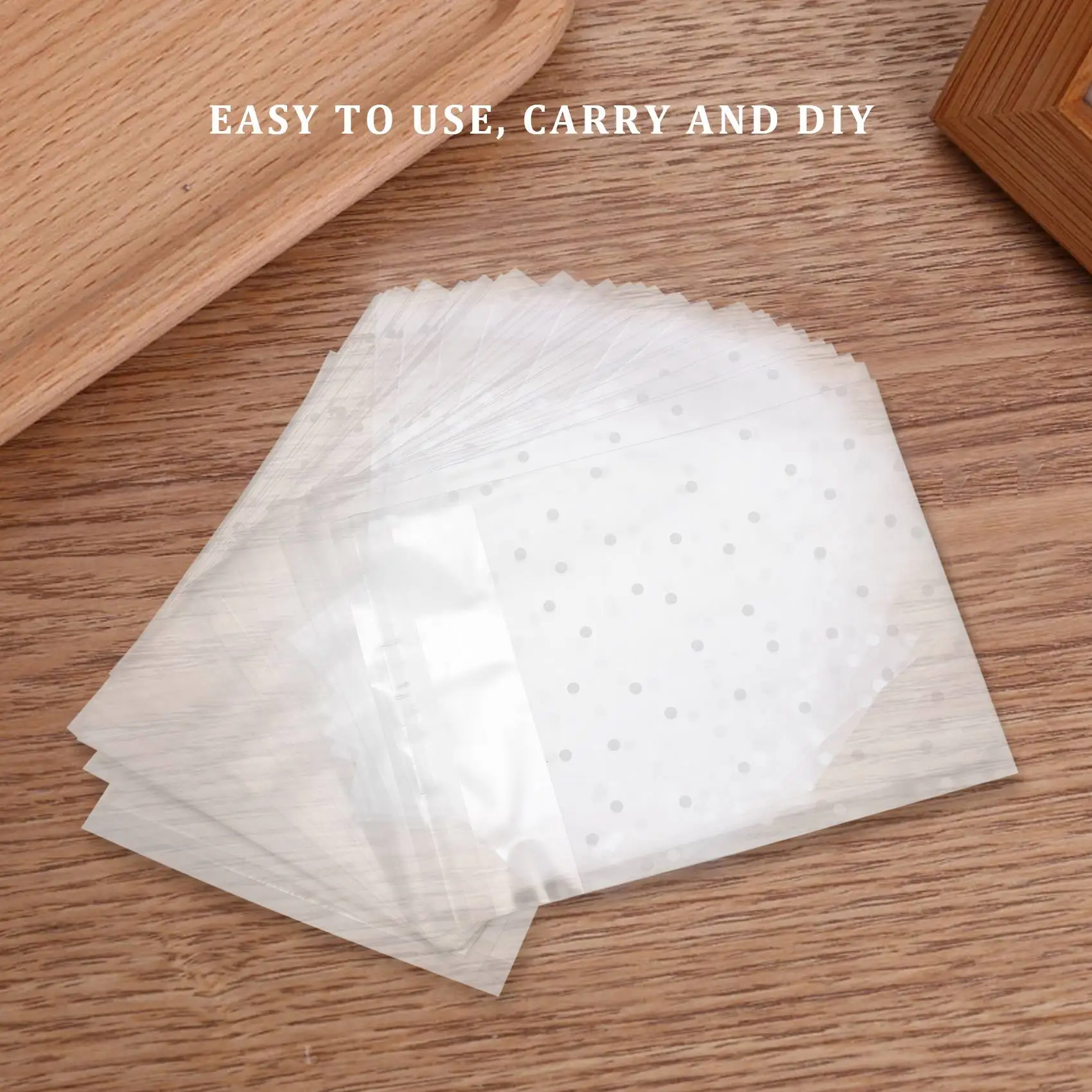 100pcs Frosted Cute Dots Plastic Pack Candy Cookie Soap Packaging Bags Cupcake Wrapper Self Adhesive Sample Gift Bag 10cm