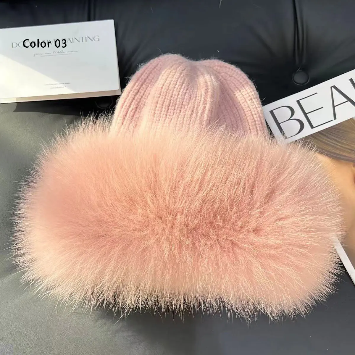Neue Stilvolle Beanie Fuchs Pelz Hüte für Frauen Winter Warme Flauschigen Knochen Kappe Weiche Außen Dicke Natürliche Fuchs Pelz Hut Weibliche Kuppel Hüte – Detail 10
