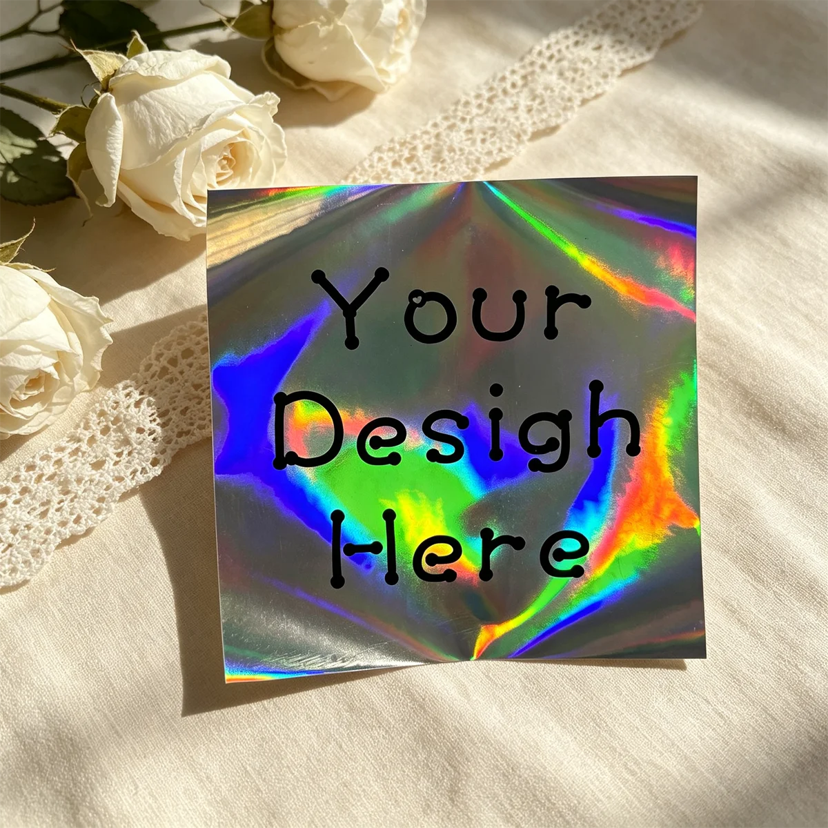 Silver Laser Holographic Reflective Stickers Custom Personalized Logo Design, Unique Custom Identification Brand Sticker Labels - view 3