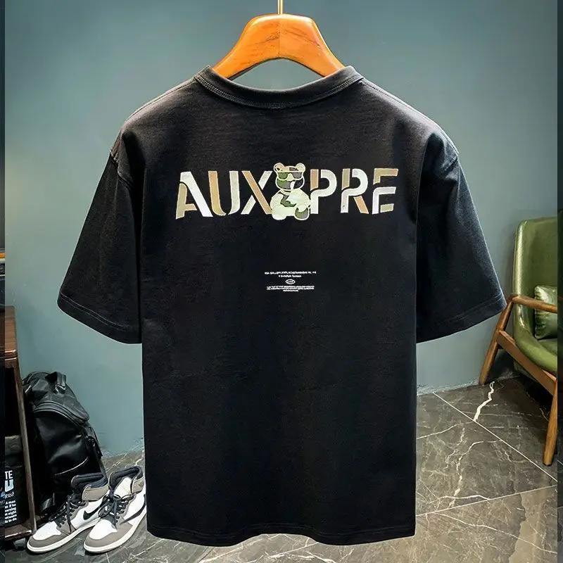 

Leisure Fashion Design Sense Trend Round Neck Loose Large Size Half Sleeve Comfort Handsome Men's Top Short Sleeved Summer 2024