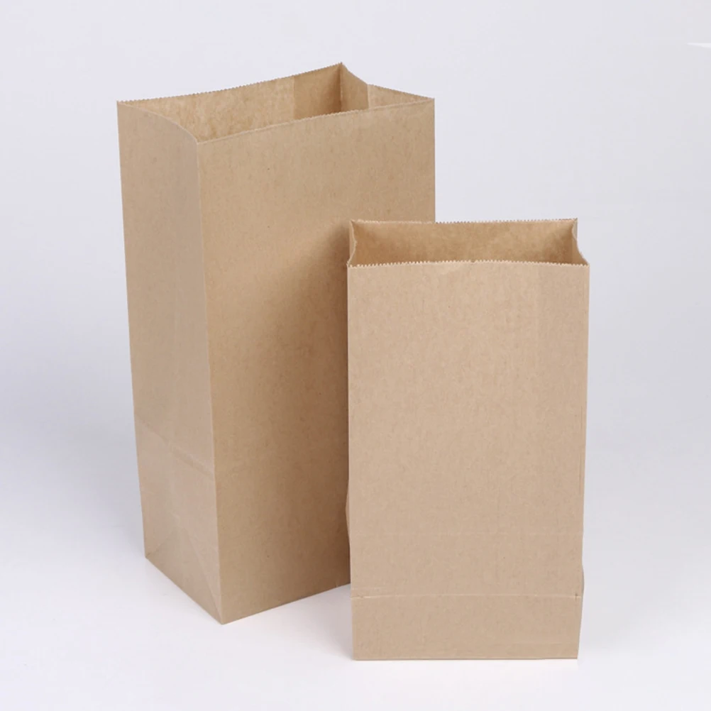 

100pcs Kraft Paper Food Storage Bags Bakery Packaging Takeaway Snack Bag For Cookies Bread Deep-Fry Carry Bag Yellow