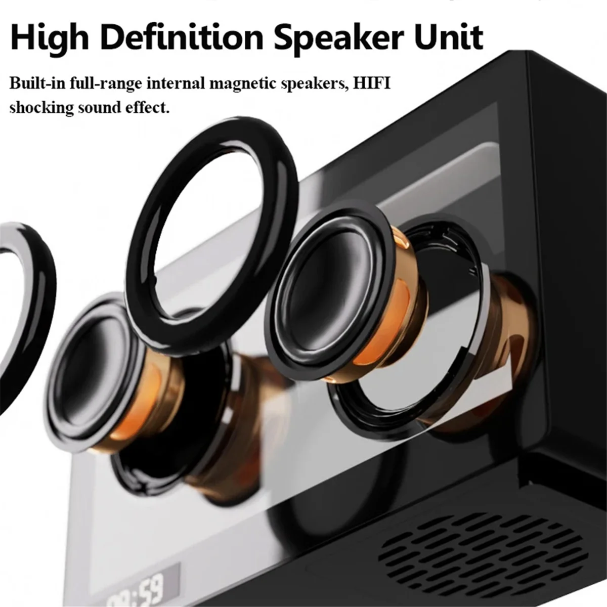 

[stock] Portable Retro Bluetooth Speaker Clock Wireless HiFi Transparent Soundbar with RGB Light TF Card Audio Music Player B G
