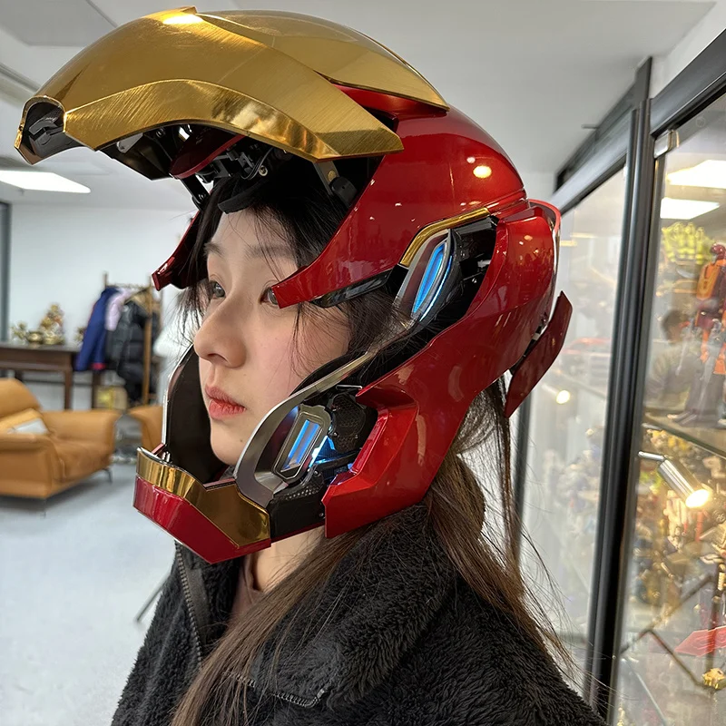 Anime Iron Man Helmet Mk50 Jarvis Wearable Voice Control Deformation Marvel Comics Action Figures Model Collect Ornaments Toy