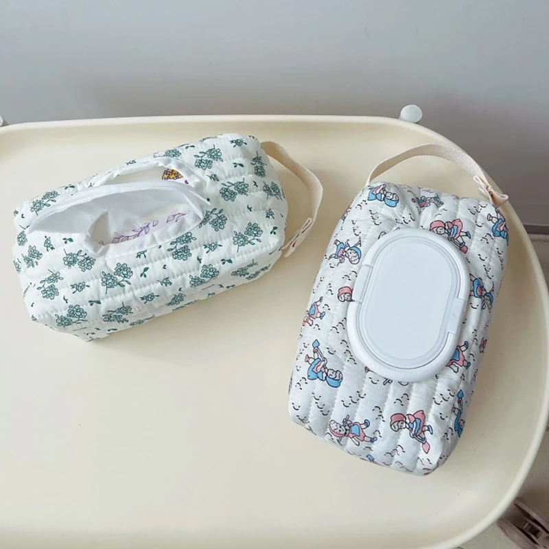 Baby Wipes Dispenser Quilted Wipe Holder Dustproof Wipes Case Printed Pattern Wipes Box Keep Wipes Wet Wipe Container