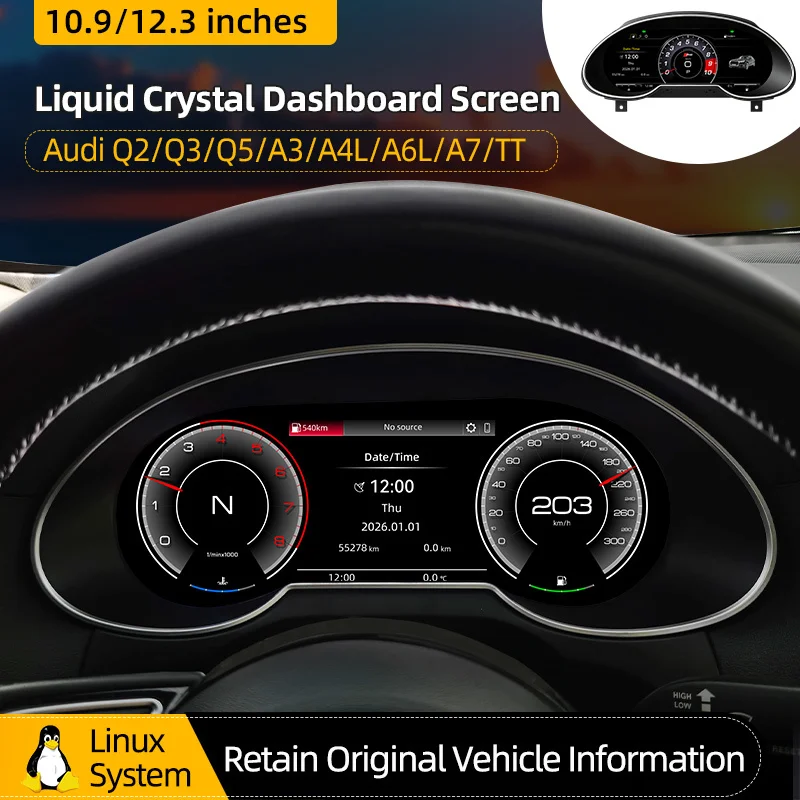 Virtual Cockpit Smart LCD Instrument Cluster Dashboard Speedometer For Audi Q5 A6L A7 TT A4L Q2 A3 Car Digital Display