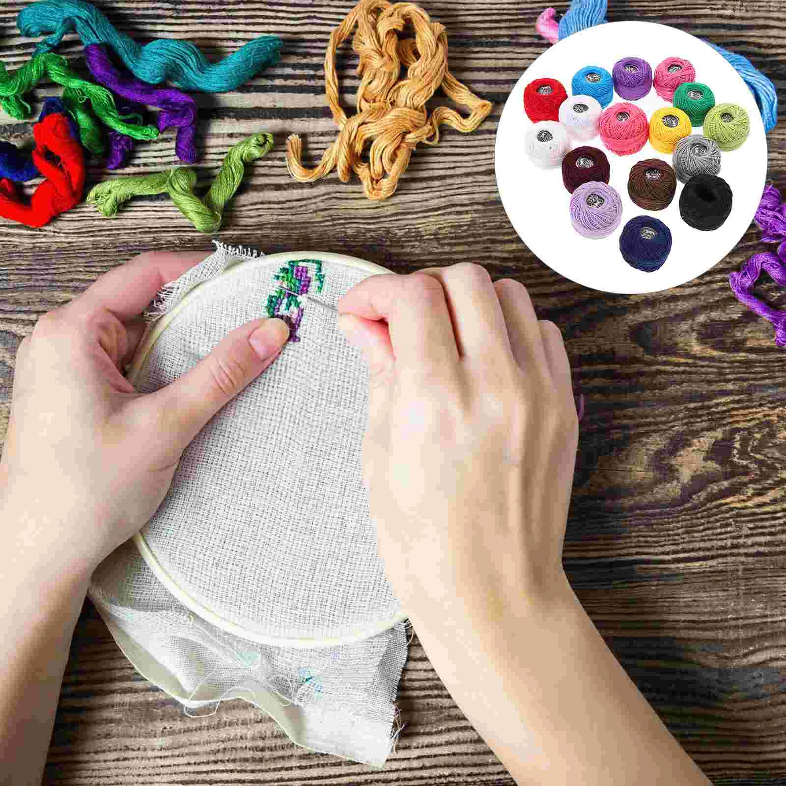 16 Roll Embroidery Yarn Set Multi Color Cross Stitch Cotton Thread Kit Fine Detail Knitting Craft Hand Craft for Practice