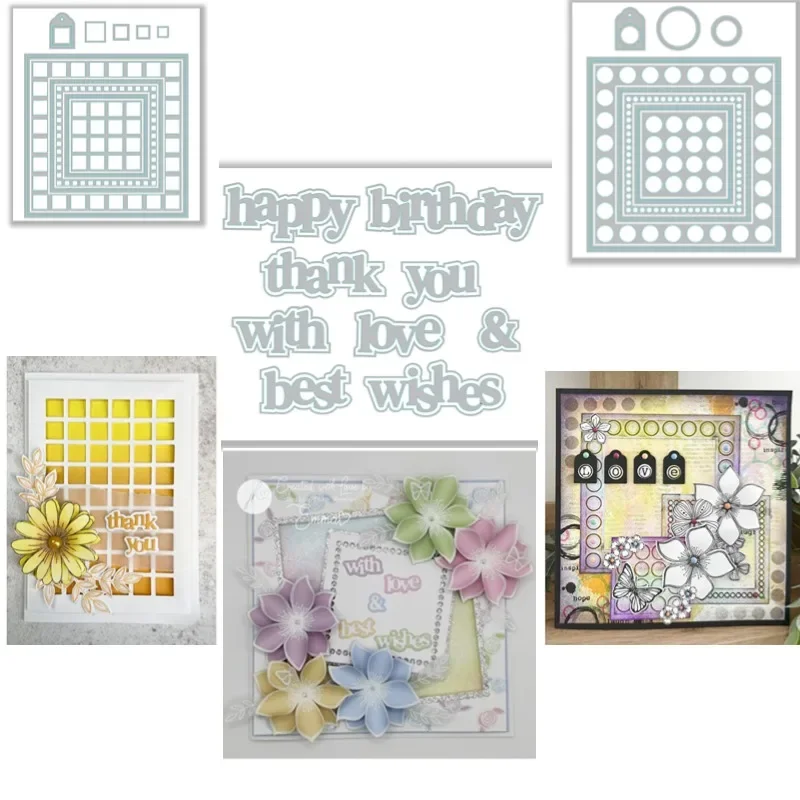 Birthday Love Happy  Circle Medley Flowers  Wishs Metal Cutting Dies Stamps Scrapbooking Diary  Decoration Album Embossing