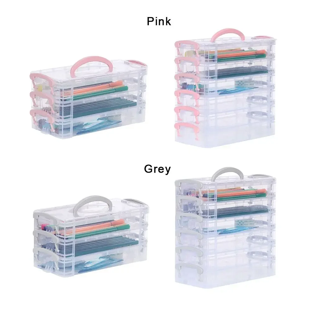 3/6-layer Paintbrush Box Watercolor Detachable Pen Storage Box Color Multi-function Stationery Organizer School Supplies