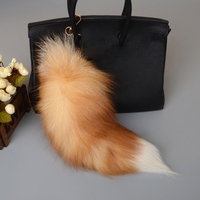 40cm Furry Animal Tails Keychain Gifts Cute Plush Fox Tail Keyrings for Women Bag Backpack Car Key Charms Wholesale