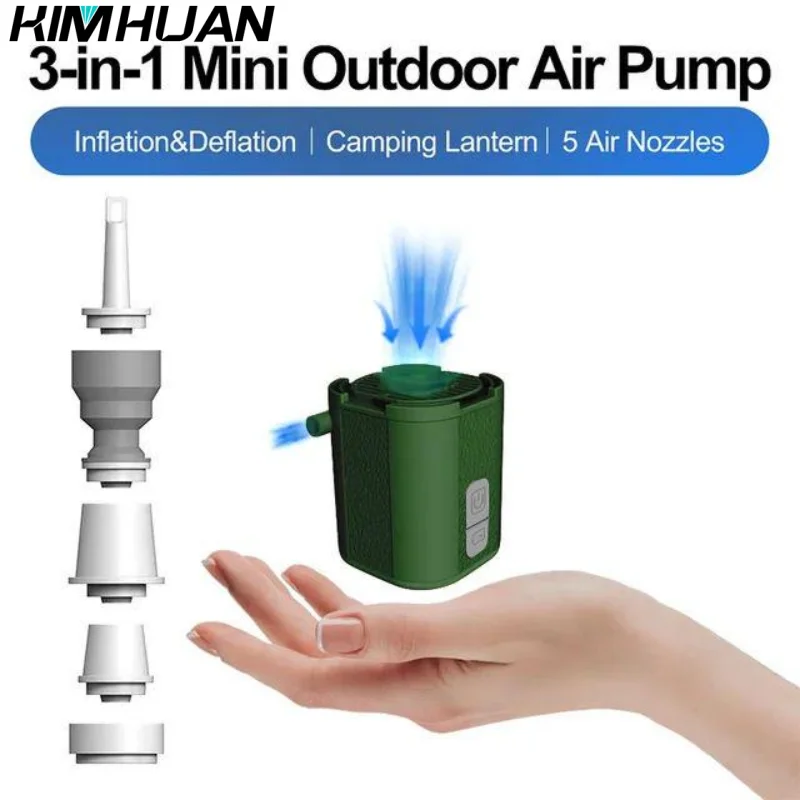 Imagem -03 - Portátil Mini Inflator Elétrico Giga Bomba 3.0 Carregamento Usb Outdoor Air Pump Lâmpada Colchão Barco Bomba de Vácuo Camping Laterna