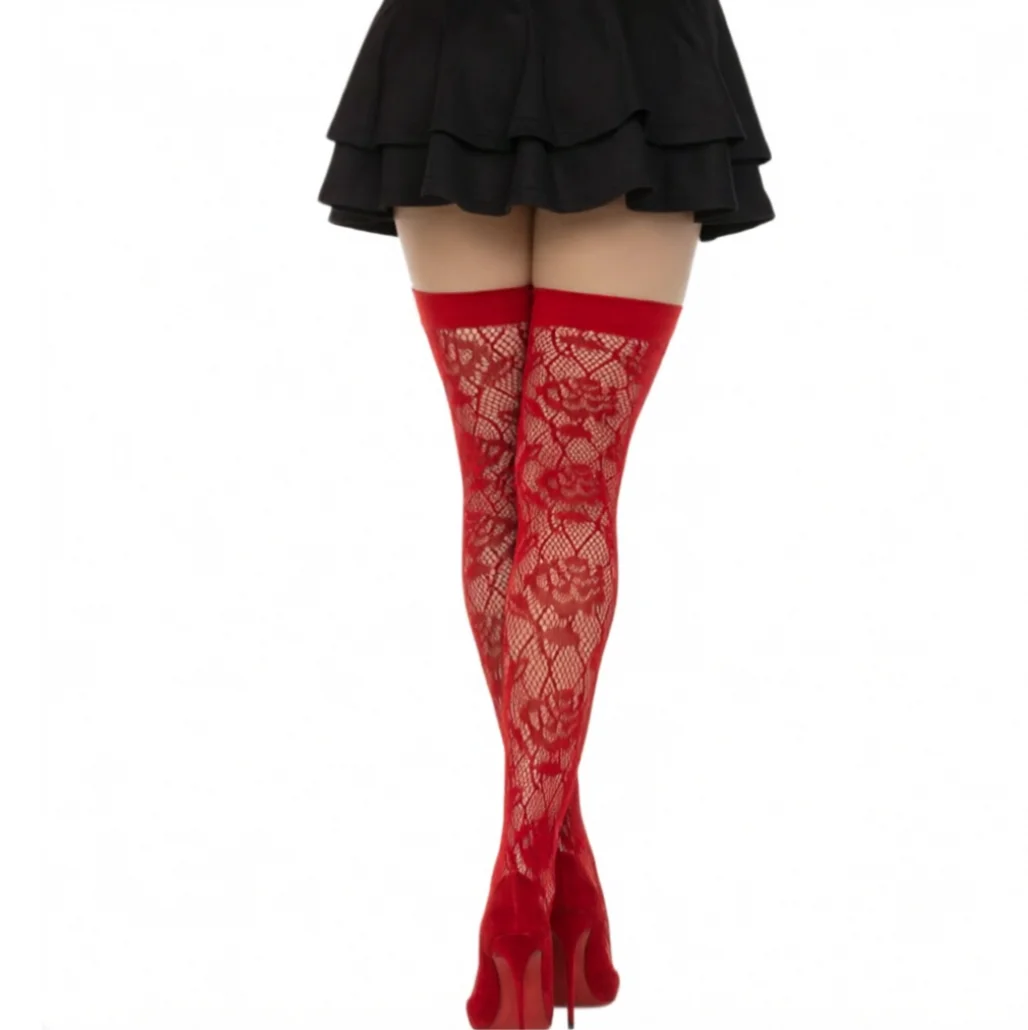 Unique Rose Stockings with Narrow Elastic Band Long Socks Elegant Mesh Breathable Hosiery for Women Underwear Lady Sexy Lingerie