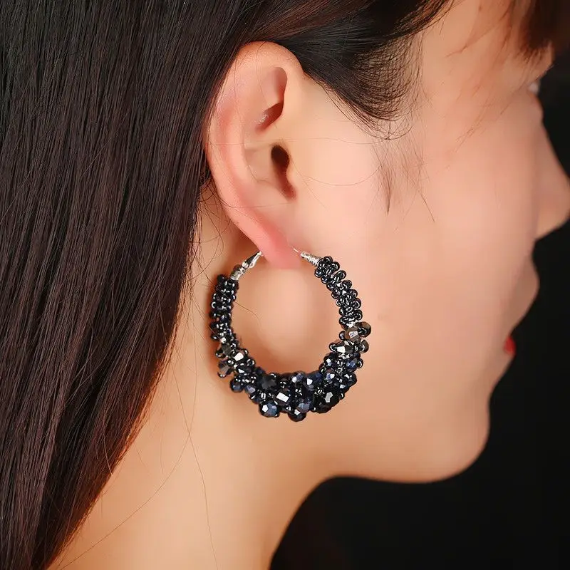 

Серьги-крючки из серебра S925 пробы, новинка, модный тренд, ручная работа, плетеные, персонализированные, эффектные, круглые.