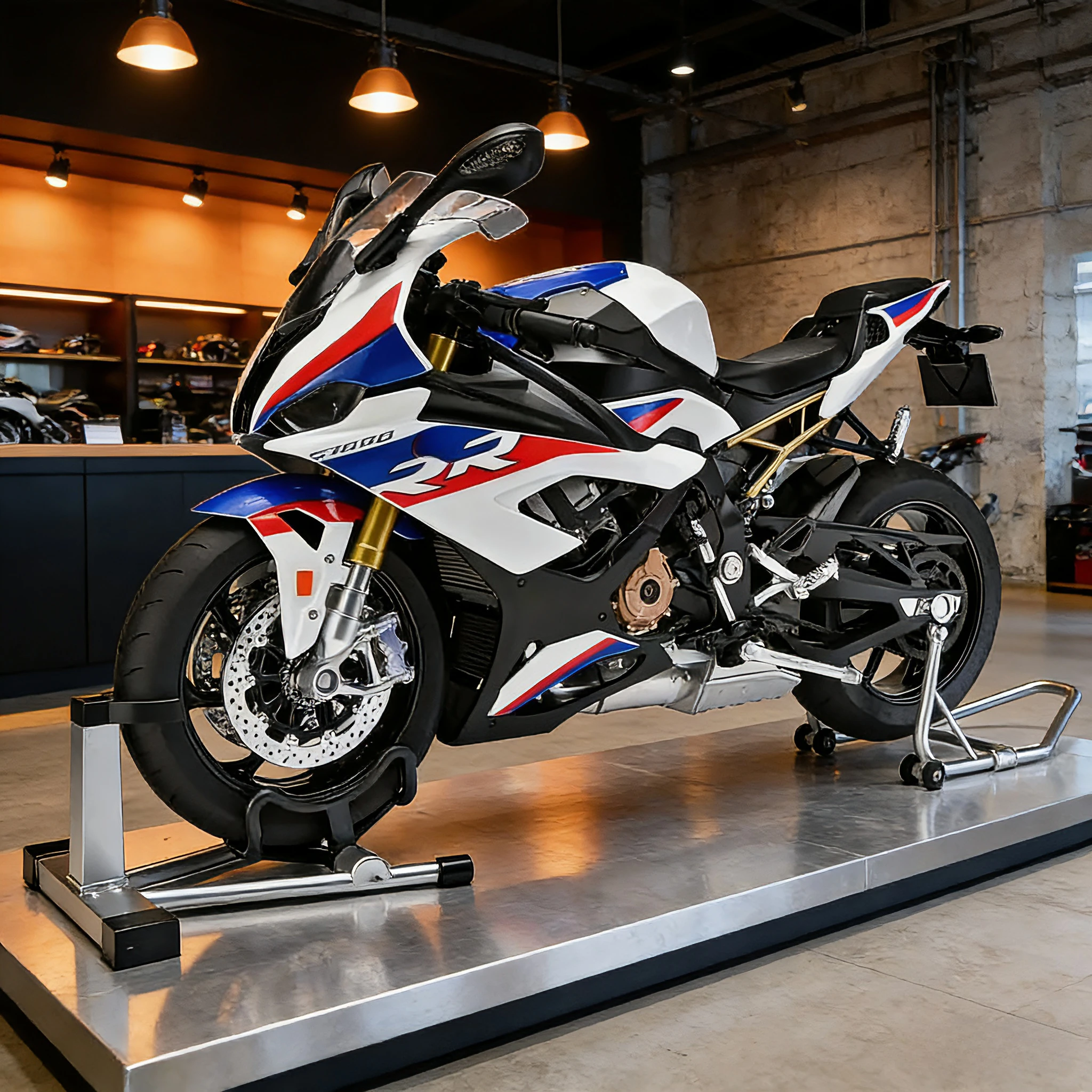 

Модель мотоцикла BMW S1000RR в масштабе 1:6, с эффектом распыления при запуске, подарок для детей на День защиты детей.