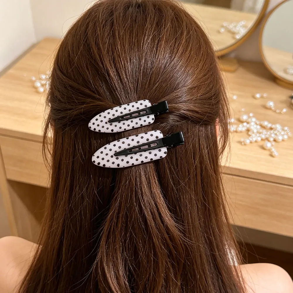 Durable Black White Acrylic Hair Clips Elegant Non-Slip Seamless Hairpin Polka Dot Secure Hold Hair Styling Accessories Work