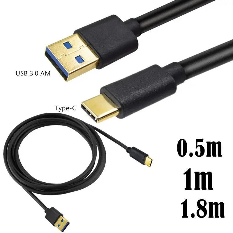 Cabo de dados USB 3.1 banhado a ouro, conversão de interface AM para tipo C, conexão masculina de tablet e telefone