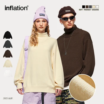 Duże puste swetry z dzianiny Unisex 2023 jesienno-zimowe swetry ciepły golf męskie minimalistyczne swetry