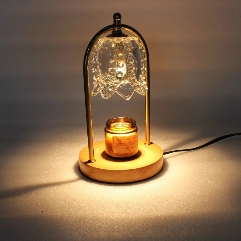 

Glass Lampshade Electric Candle Heating Light with Timer Luxury Vintage