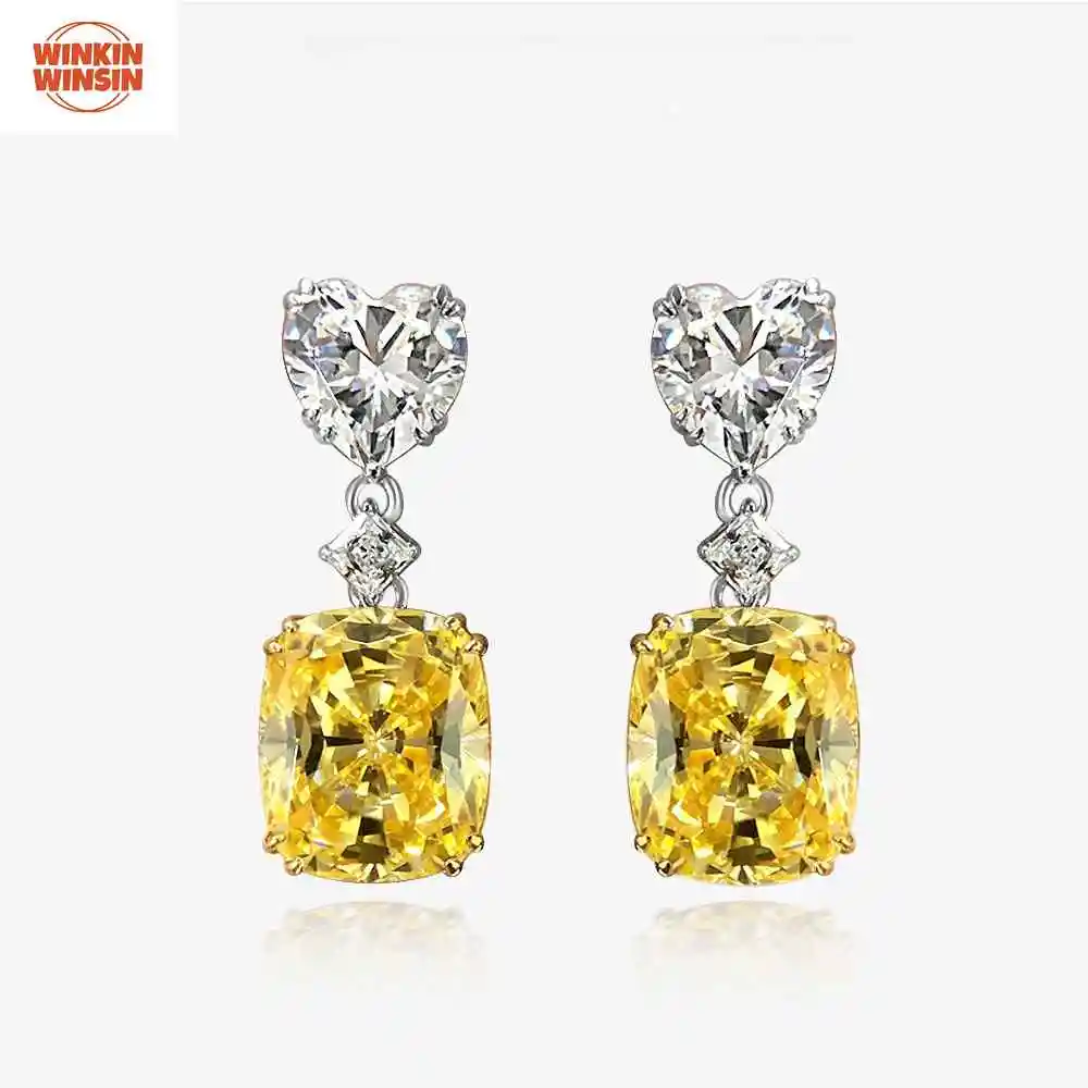 

Winkin Winsin High Carbon Diamond Heart and Cushion Cut S925 Sterling Silver Fashionable and Versatile 6-Carat