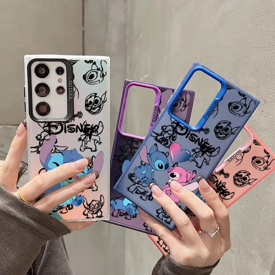 Lovely Disney Caroon Stitch Phone Case for Samsung S25 Ultra S24 S22 Plus S21 S20 FE S23 S24Plus S23FE Shockproof Shell Cover