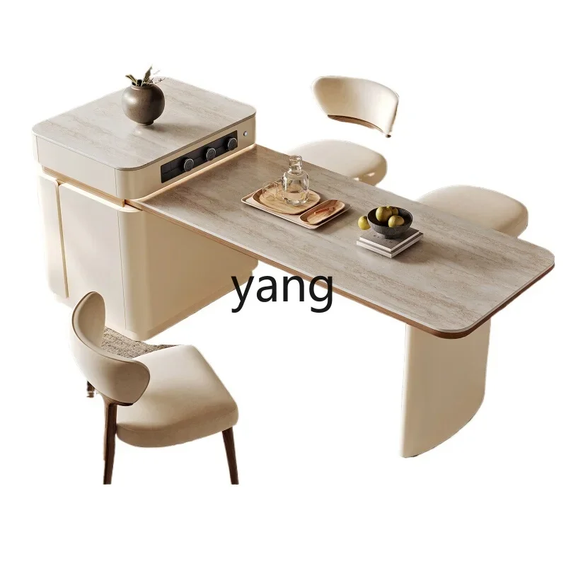 

XYY island table integrated household retractable cream wind light luxury rock slab guide platform