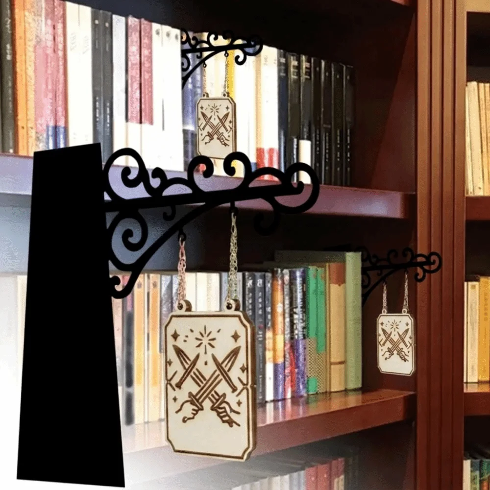 Creative Design Book Nook Sign Wood Metal Material Easy Install Bookshelf Decoration Multi-Purpose Lightweight Shelf Organizer
