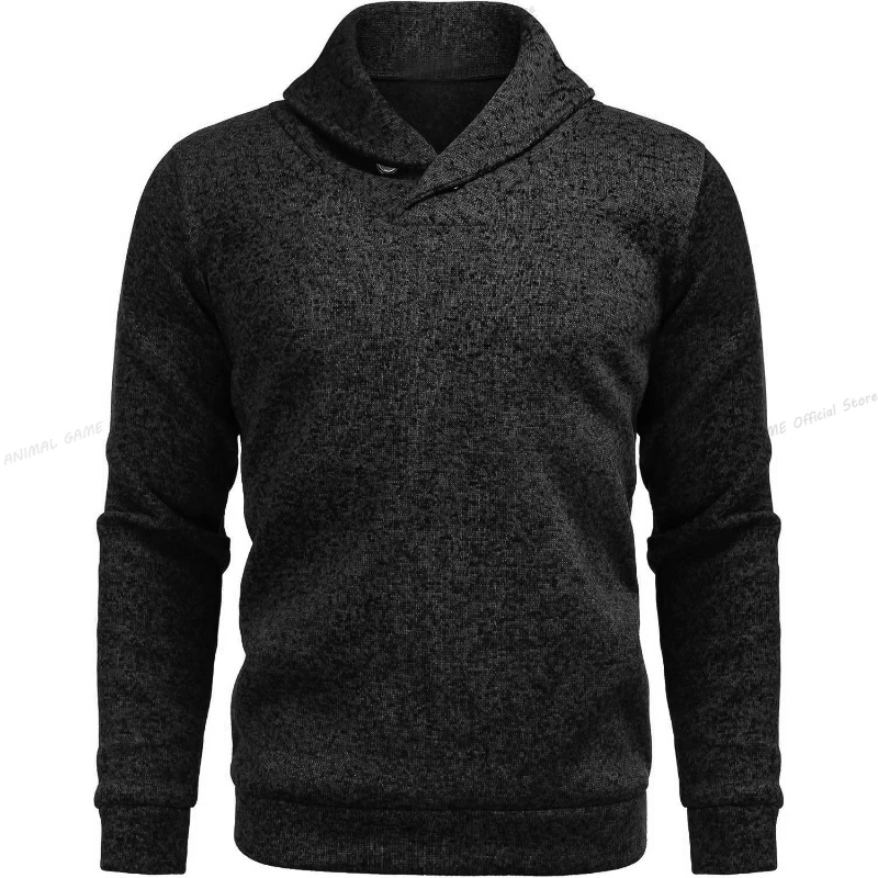 Autumn and Winter New Men's Long Sleeved High Neck Sweater Casual Slim Fit Top Mixed Color Elastic Slim Fit Warm Stripe Top