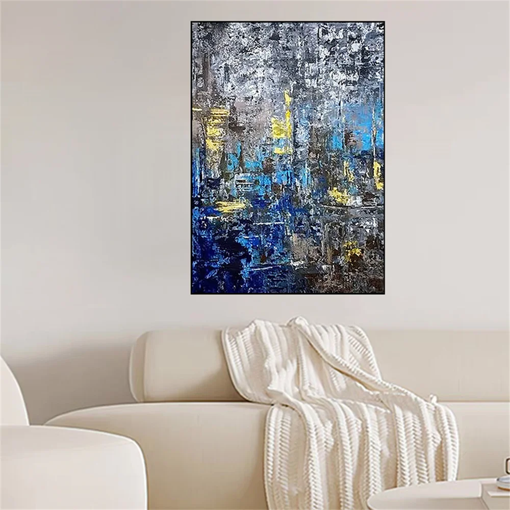 

100% Hand-Painted Canvas Poster Gold Foil Oil Paintings Abstract Modern Hotel Wall Decor Pictures Acrylic Art Drawing Artwork