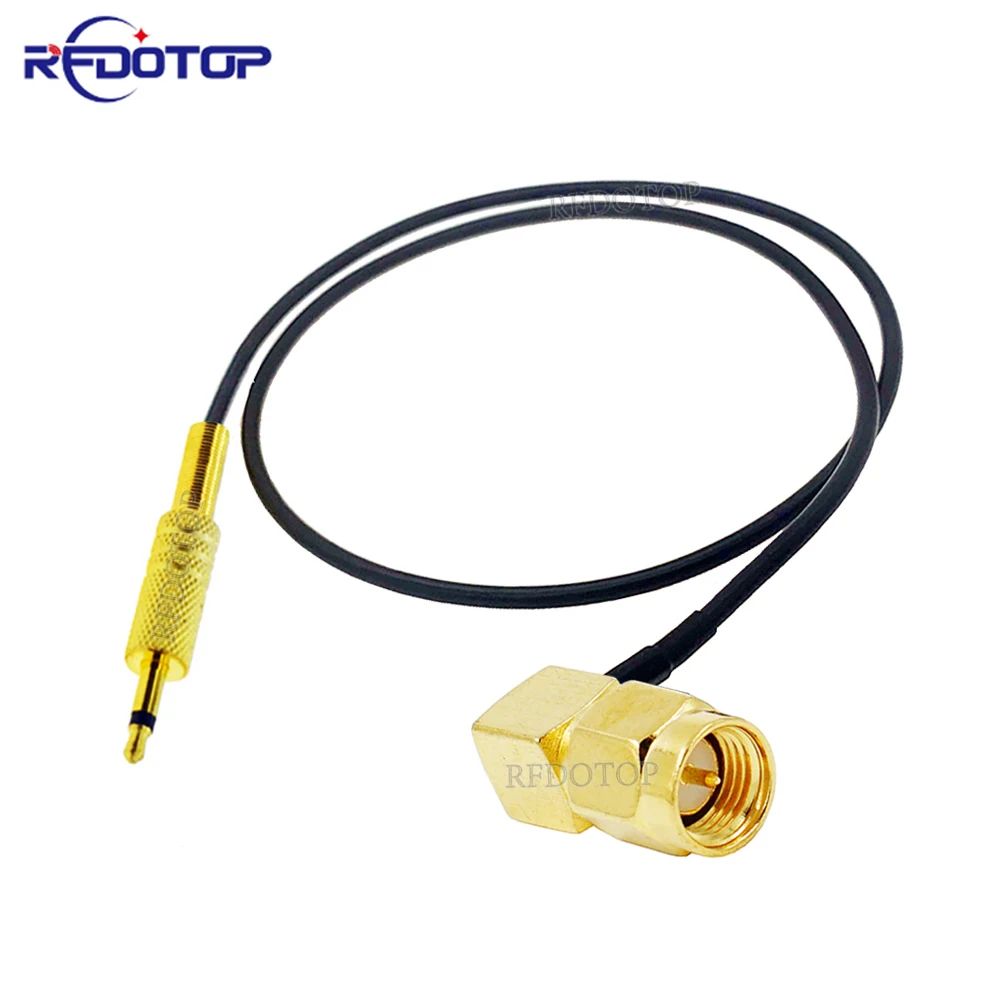 

SMA Male 90 Degree to 3.5mm Mono 1/8" Male Connetor for CCTV Camera Monitor Antenna Cord RG174 Cable Pigtail RF Coaxial Jumper