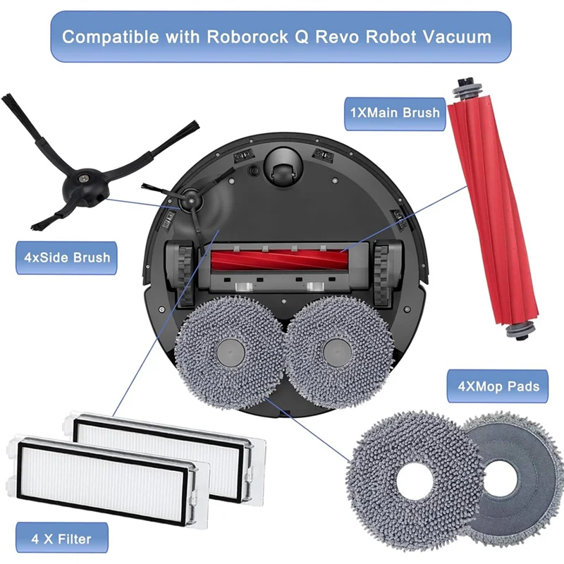 مجموعة واحدة من ملحقات أجزاء عالية الجودة للمكنسة الكهربائية Roborock Q Revo، مجموعة قطع غيار لروبوتات Roborock P10، Brus الرئيسية