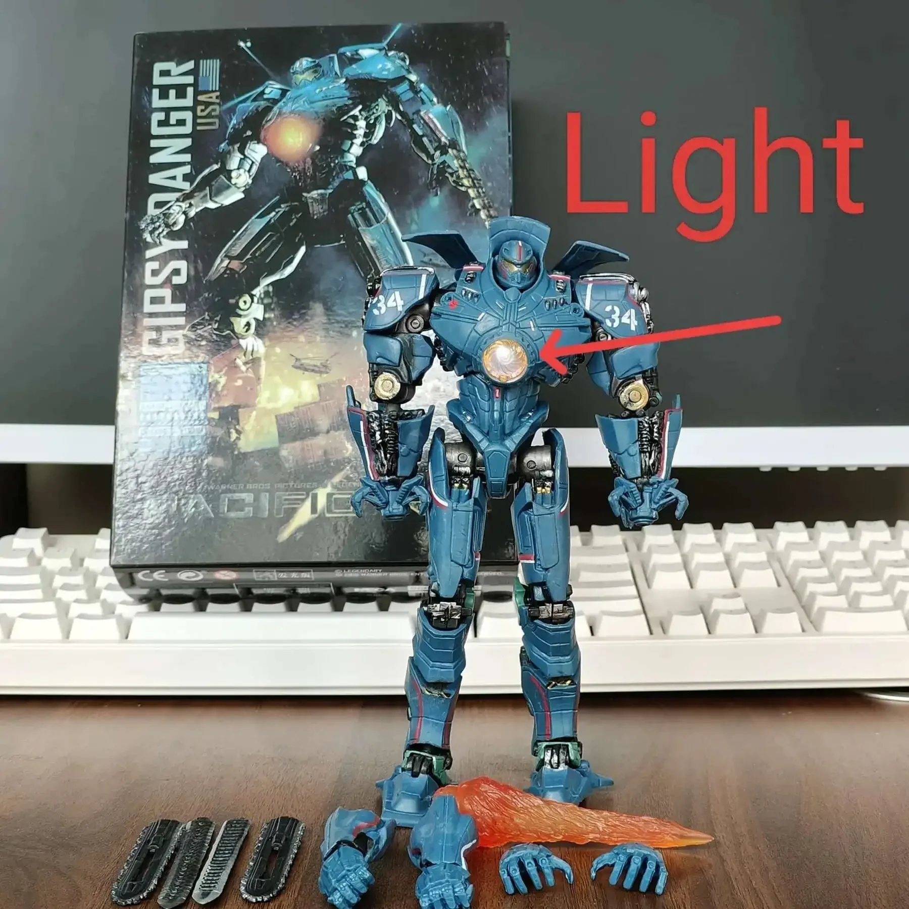 2026NEW Light 20CM Emit NECA Фигурка Pacific Crimson Typhoon Gipsy Danger Cherno Alpha Модель игрушки Rim Collection Кукла в подарок