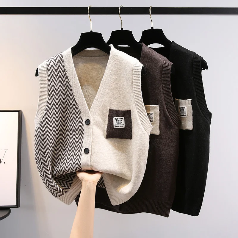 

Женский вязаный жилет, весна-осень 2023, новый свитер в Корейском стиле для колледжа, джат, открытый кардиган, модная верхняя одежда