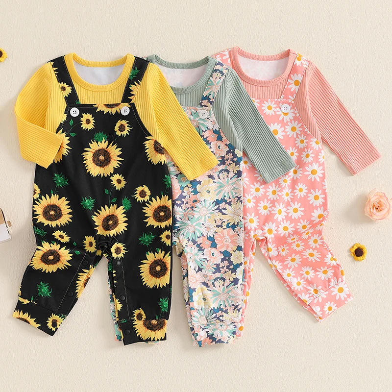 

2024-06-14 Lioraitiin 0-12M Baby Girls Romper Floral Print Patchwork Long Sleeve Jumpsuits for Infant Toddler Cute Clothes