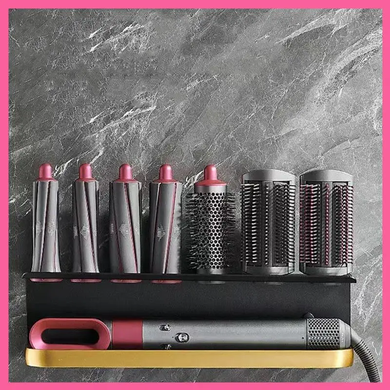 

CMHI-New Wall-Mounted Dryer Hair Curler Storage Rack Suitable For Dyson Airwrap Bathroom Shelf Hair Care Tool Storage