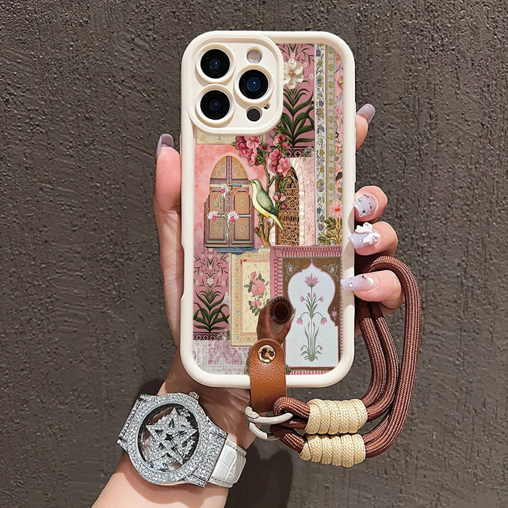 Islamische Kunst Rosa Handyhülle für Samsung Galaxy S26 S21 S25 S24 S23 S22 Ultra Plus FE Hülle A16 A36 A54 A55 A56 mit Lanyard Funda – Detail 1