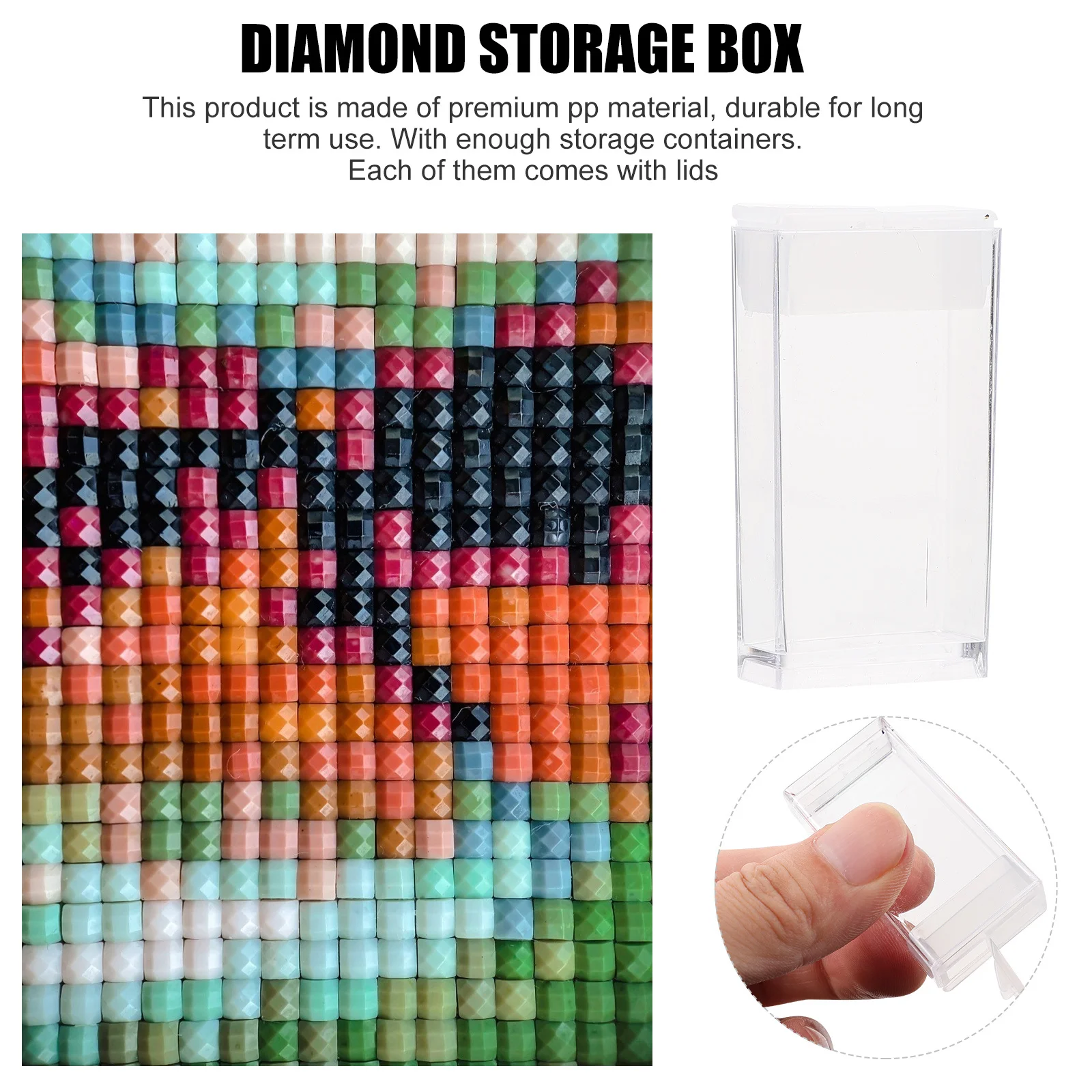 

20pcs Storage Box Transparent Pp Small Square Grids Organizer Waterproof Beads Container Acrylic Diy Manicure