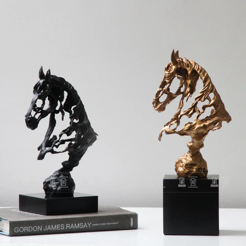 DSA modern simple wabi-sabi wind creative hollow metal horse head ornament model room hotel living room study soft decoration