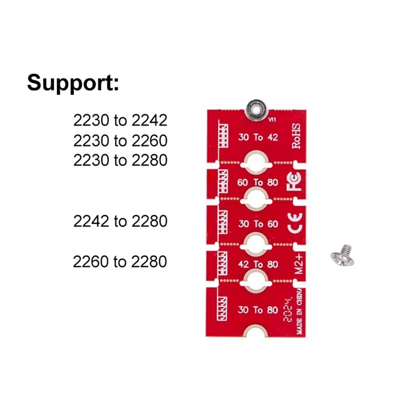 M.2 NGFF NVME SSD Extension Bracket Transfer 2230 2242 2260 2280 Length Extend Adapter Bracket Card Plate Change Long
