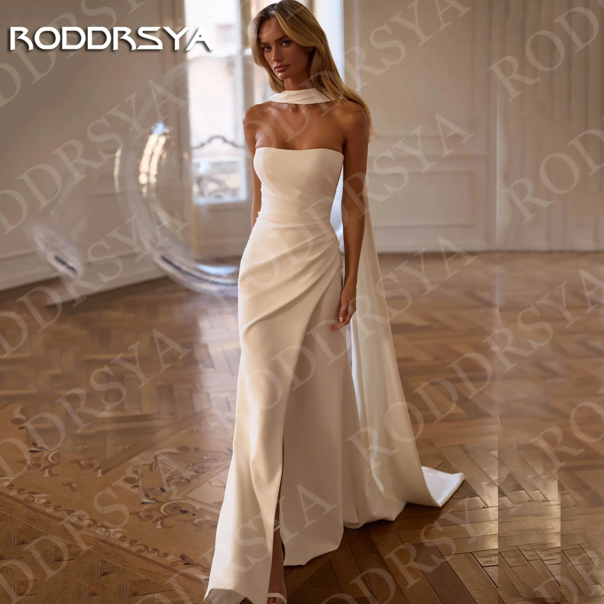 RODDRSYA vestidos de novia de sirena personalizados para novia mujer elegante vestido de novia con abertura lateral sin tirantes vestidos de novia sin mangas Vestidos de novia sirena personalizados para novia mujer ele