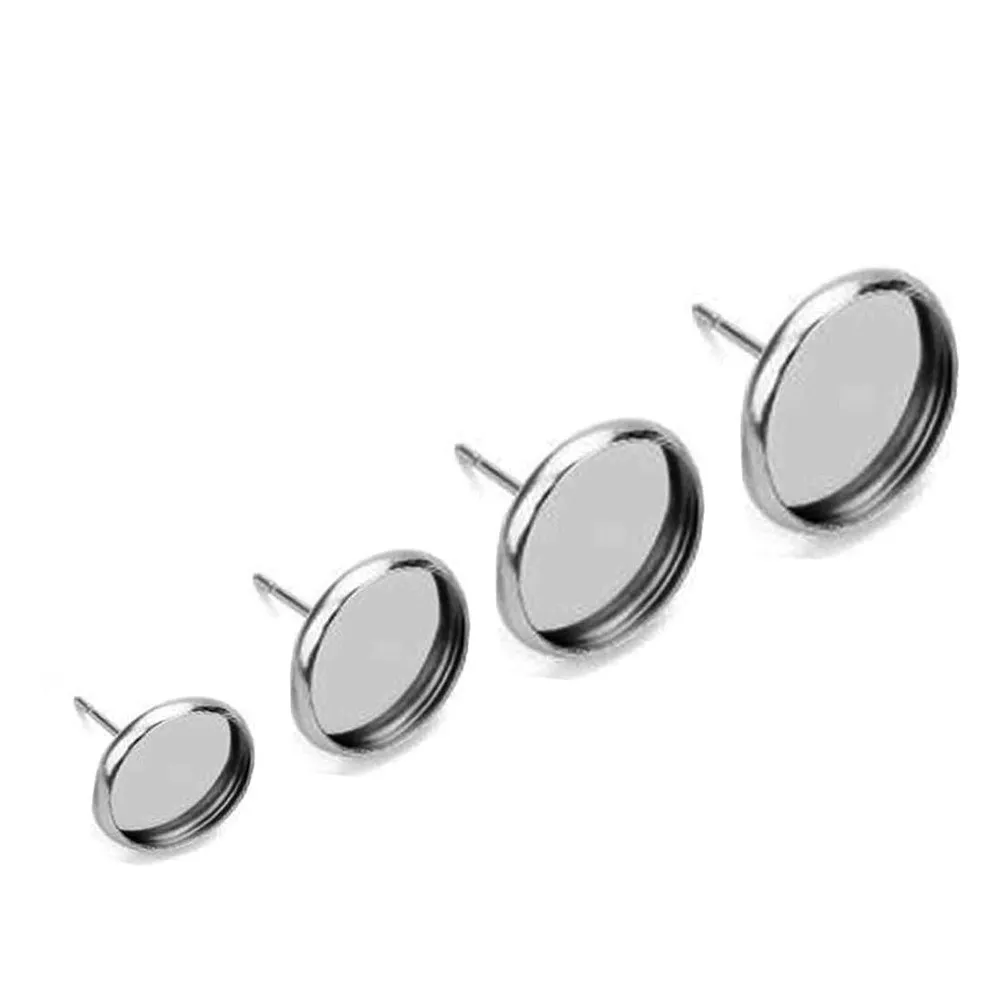 

80 шт. оснований для серег из нержавеющей стали, подходят для камней 8, 10, 12, 14 мм, заготовки для кулонов, для создания персонализированных украшений