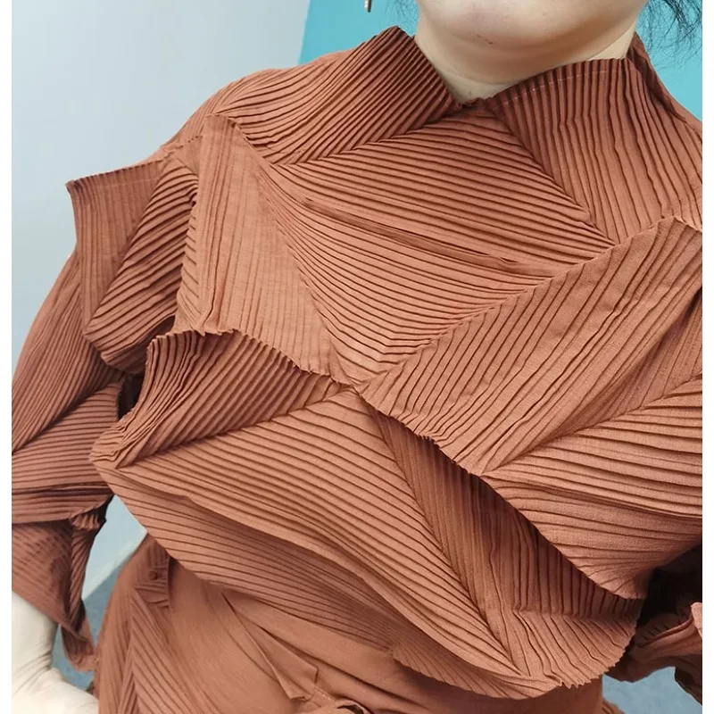 Miyake Diamant Plissee Set Frauen 2026 Frühling Herbst Neue Top Mode Einfache Stretch Bund Halb Rock 2 Stück Stretch Kleidung