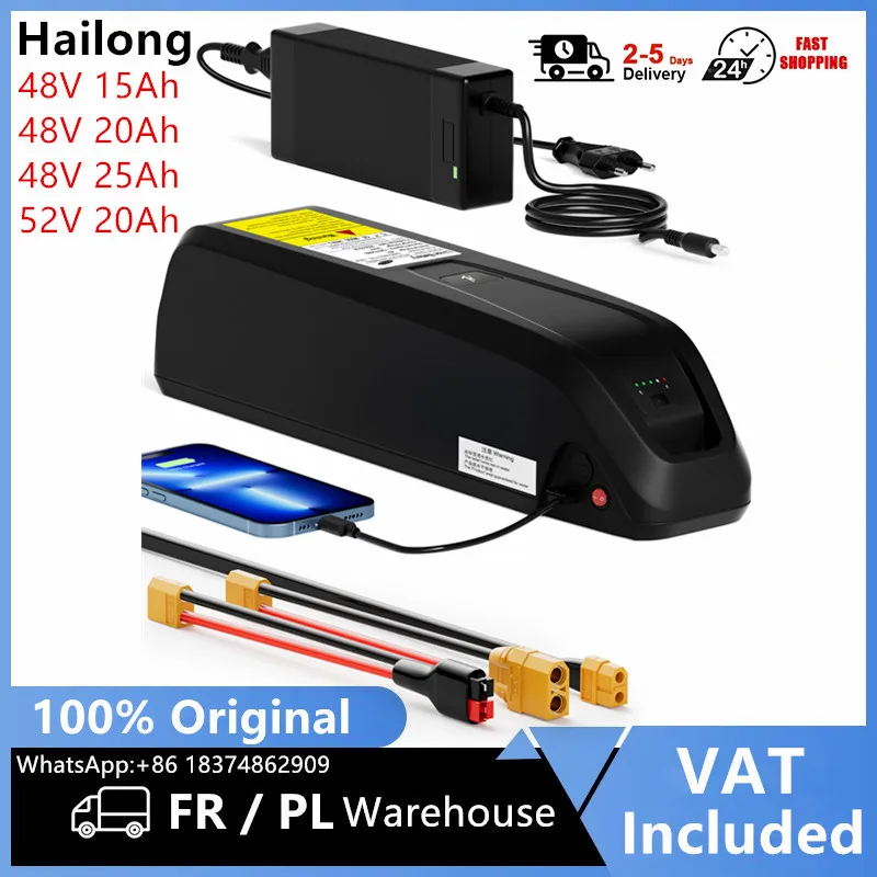 EU Stock Electric Bike Hailong Battery 48V 52V BMS 100-1600W Motor E-bike 21700 Cells Electric Bicycle Batteries with USB Parts