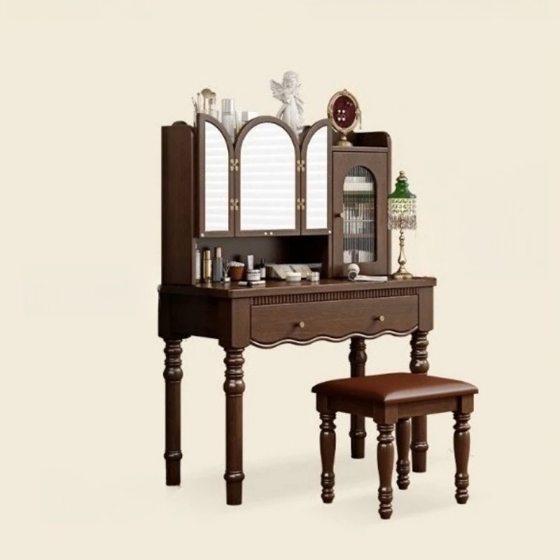 

American retro solid wood dresser, desk integrated, medieval French makeup table, small apartment master bedroom