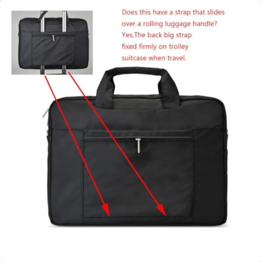 Bolsa para laptop de 18 polegadas, maleta para laptop de até 18,4 polegadas, à prova d'água, à prova de choque para homens, preta