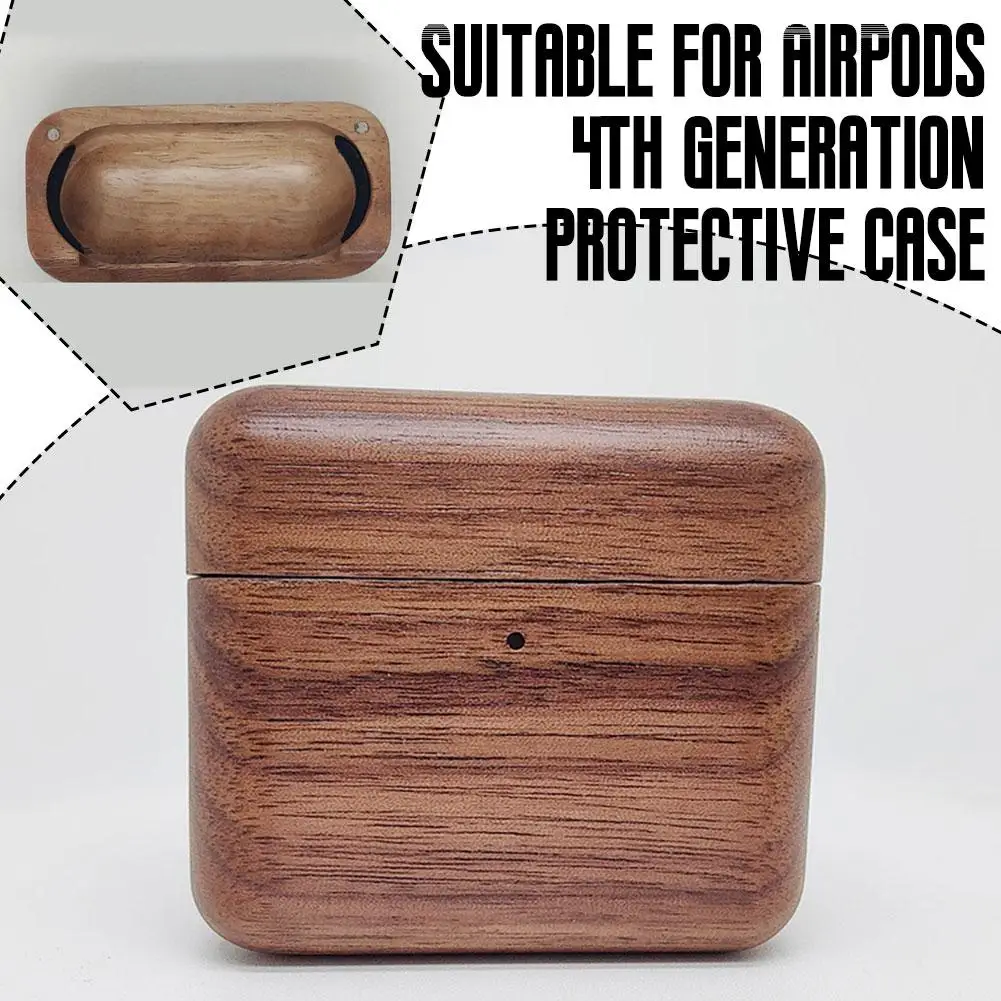 วอลนัทหูฟังสําหรับ AirPods 4 Anti-DROP,Anti-Scratch,ป้องกันฝุ่นและสวมใส่สําหรับ AirPods หูฟังไม้เนื้อแข็ง C O4F7